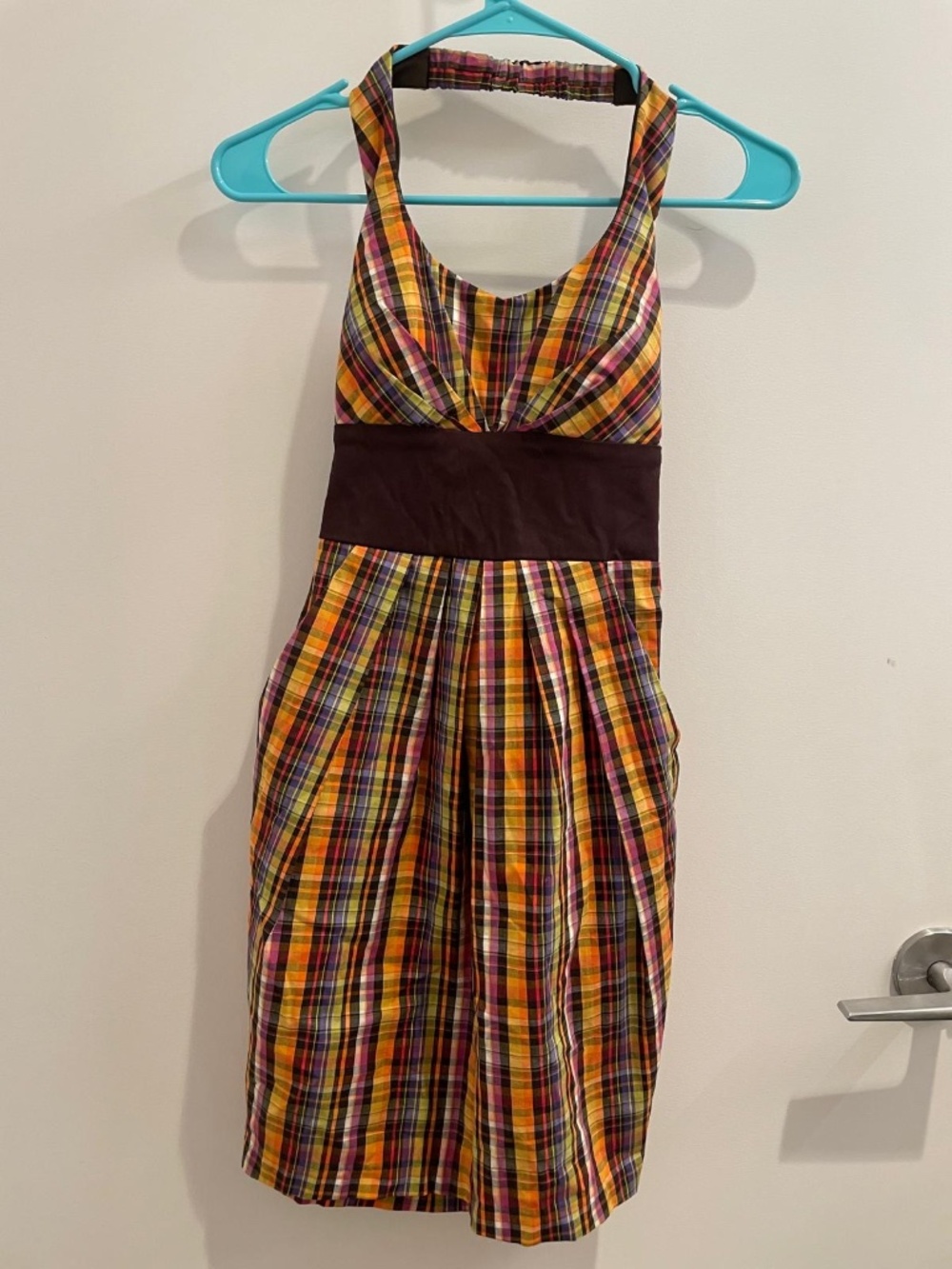 B. Darlin Multicolor Plaid Halter Dress – Size 1/2